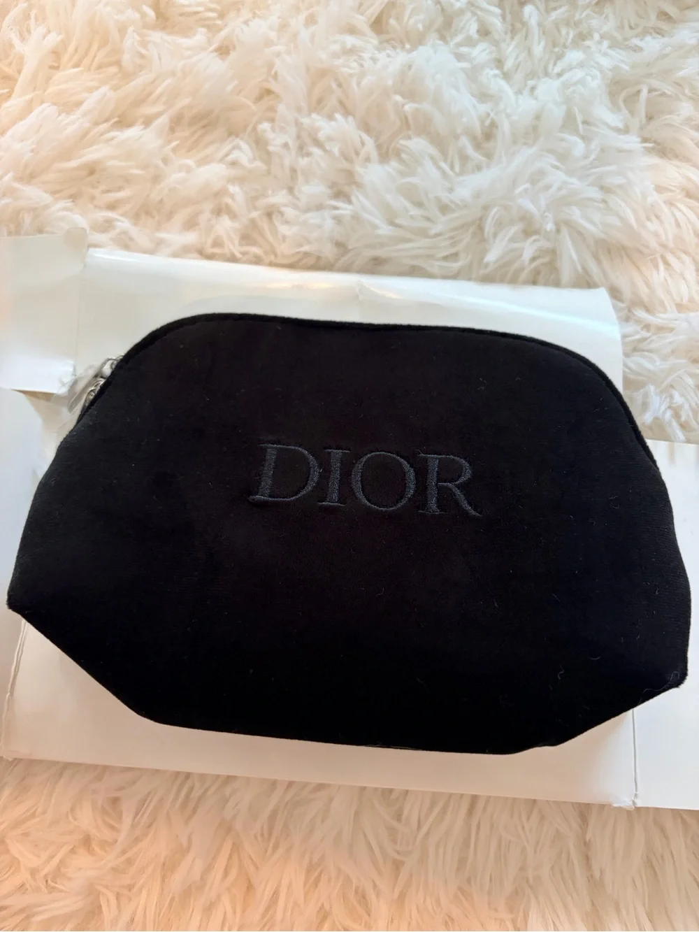 Dior Black Embroidered Cosmetic Pouch